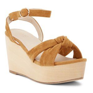 New RAYE brown soft suede platform wedge sandals